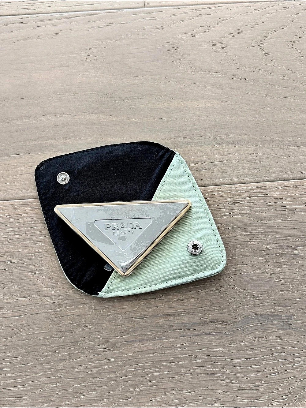 Prada Triangular Makeup Compact Mirror & Pouch Green - Picture 2 of 6